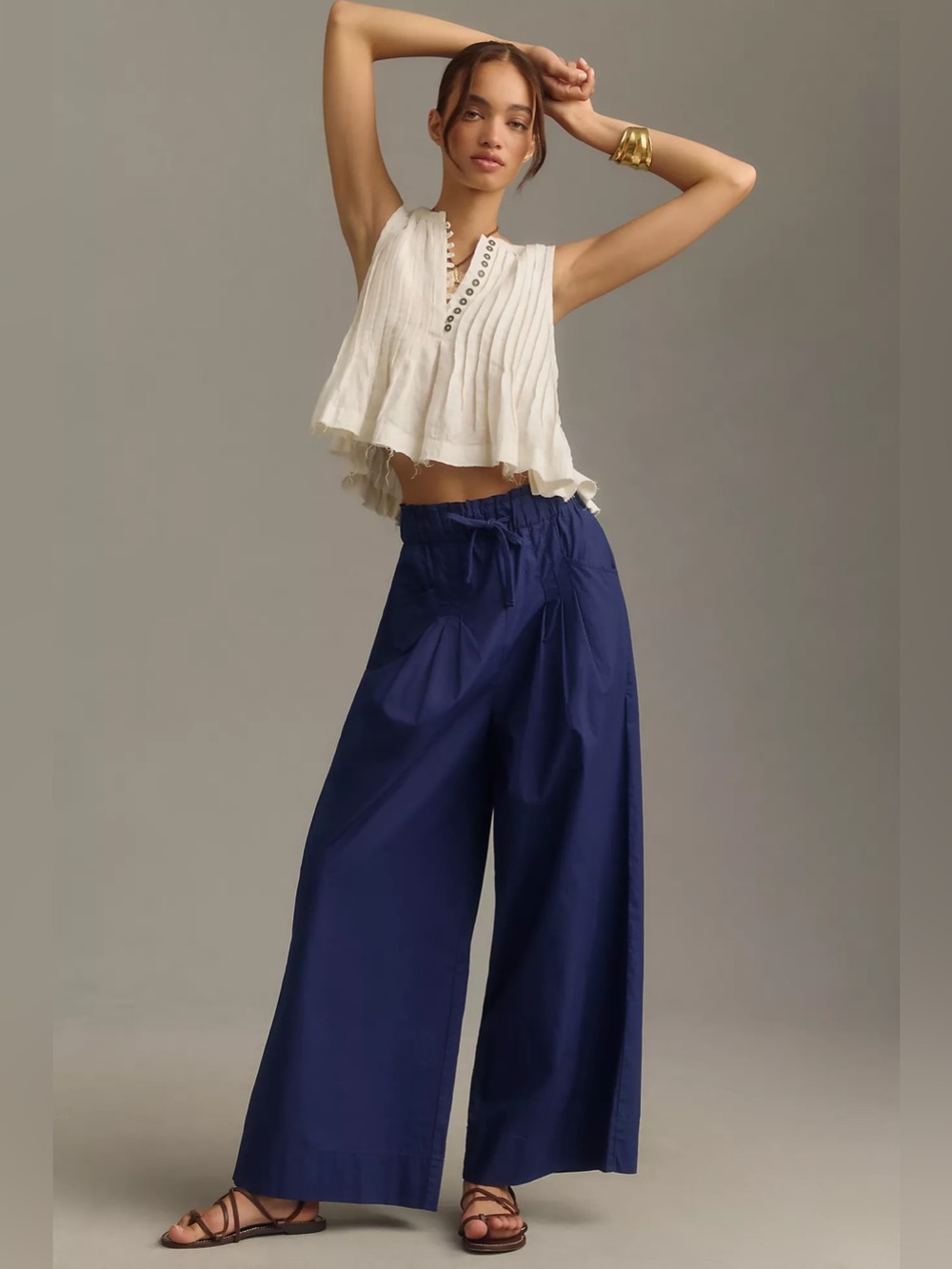 Anthropologie Maeve Skirty Utility Wide-Leg Pants Blue Size Small